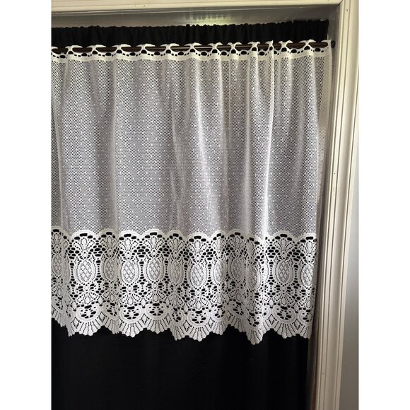 White Lace Valance Curtain 28"L X 60"W Polyester - Picture 2 of 10